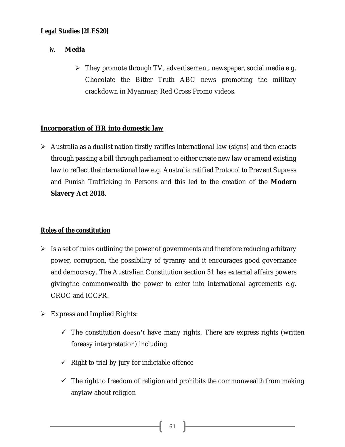 Legal Studies Complete Notes  - Page 61