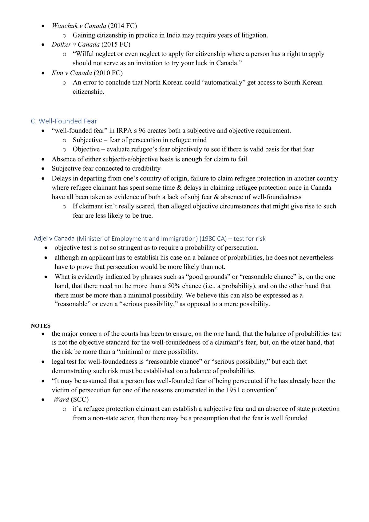 Immigration and Refugee Law Course Notes - Page 31