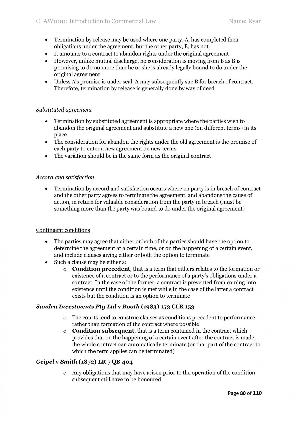 Study Notes for CLAW1001 S1 2015 - Page 82
