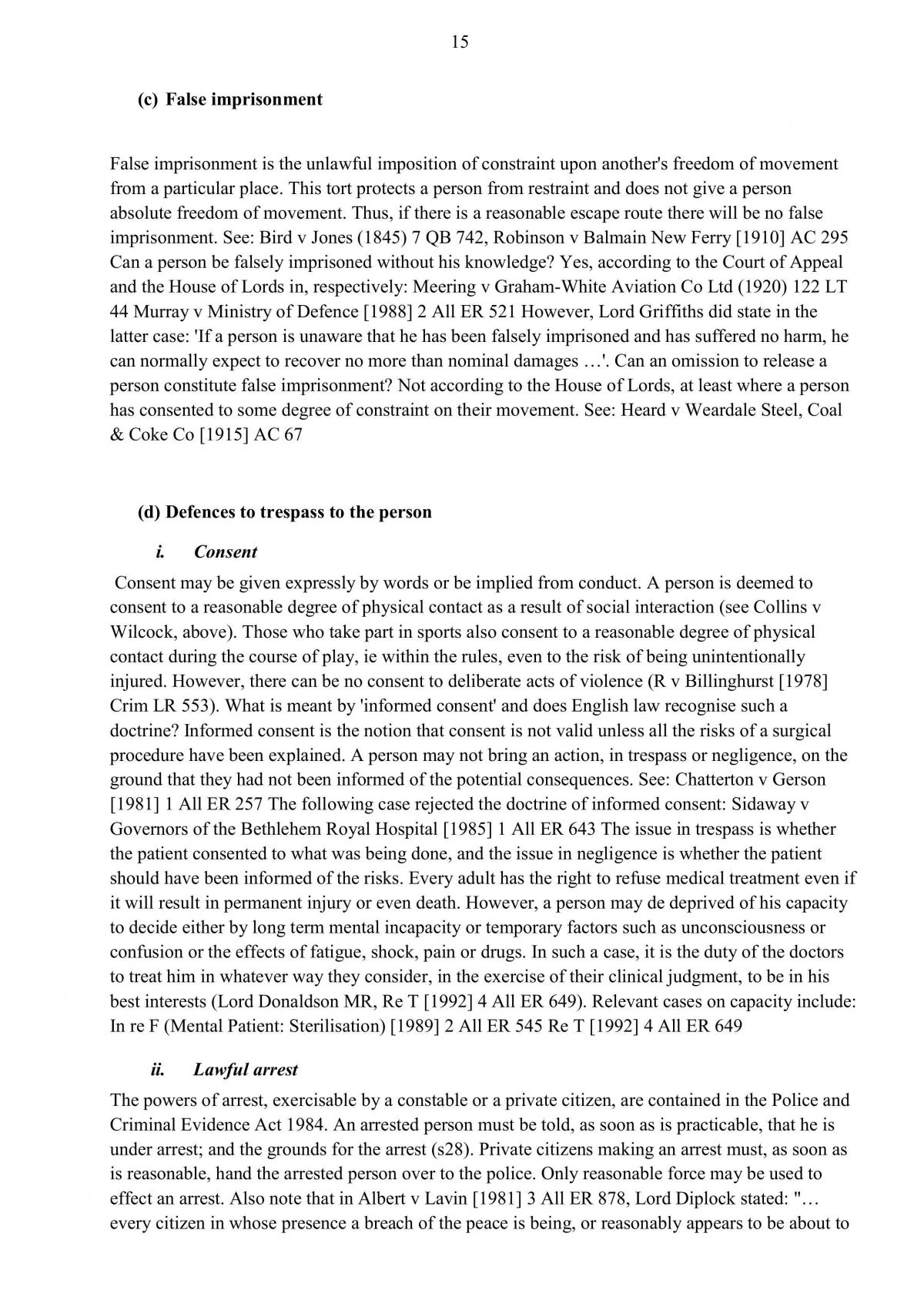 Complete Notes for LAWS1203 - Torts - Page 15