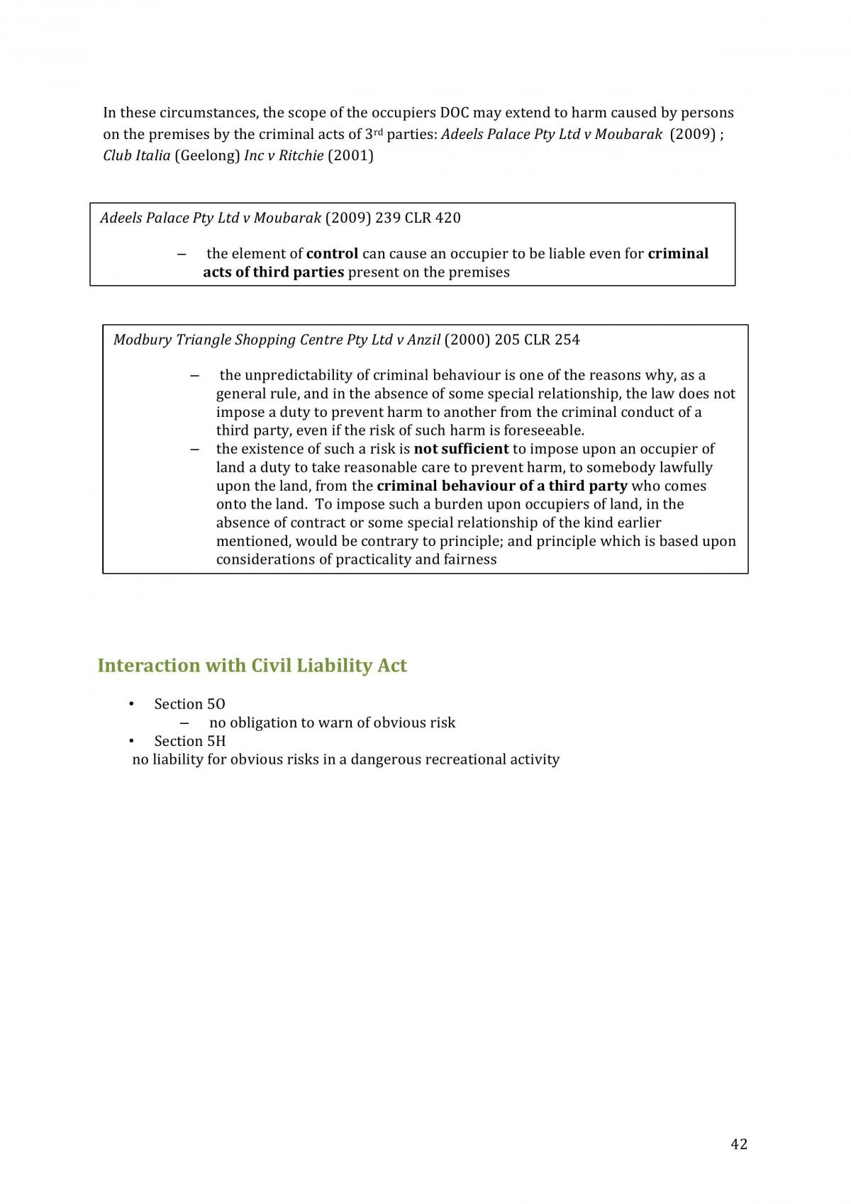 Torts Study Notes Part A - Page 42