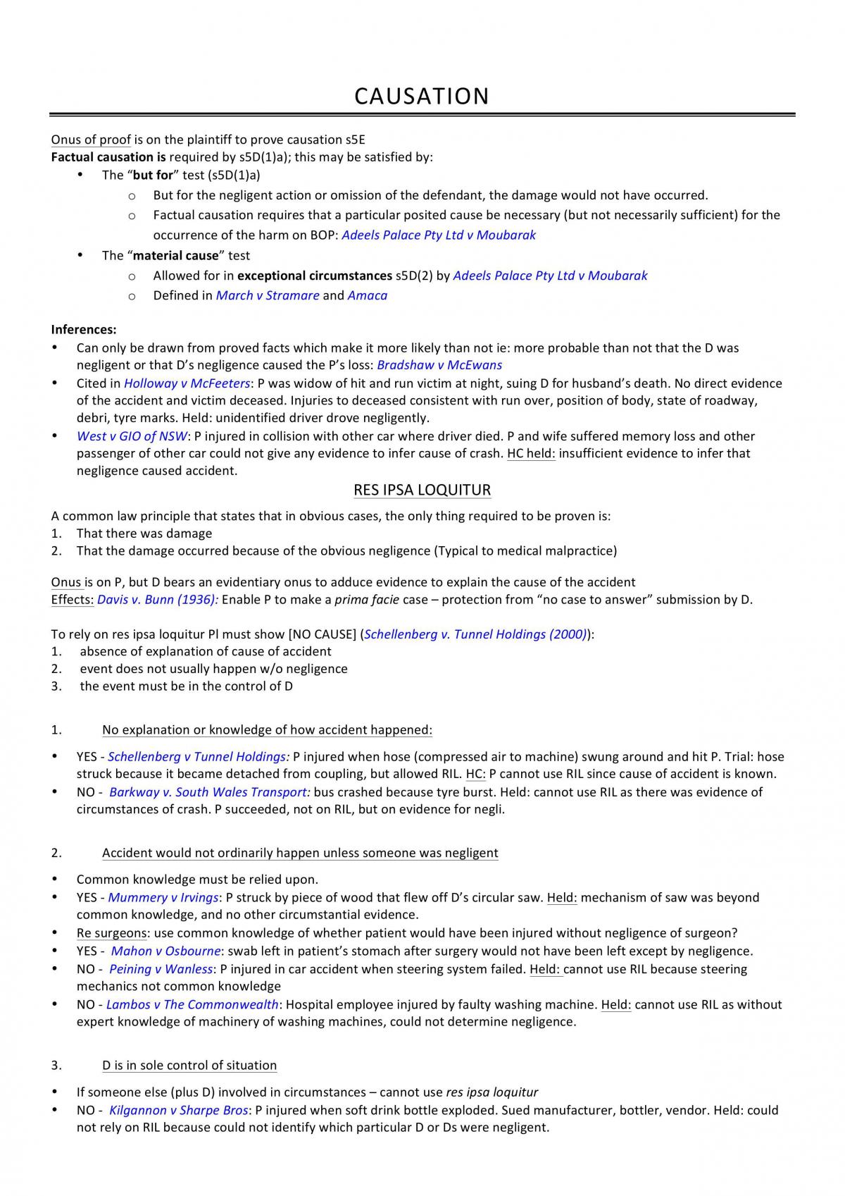 Concise Exam Notes for Intentional Torts: Negligence - Page 17