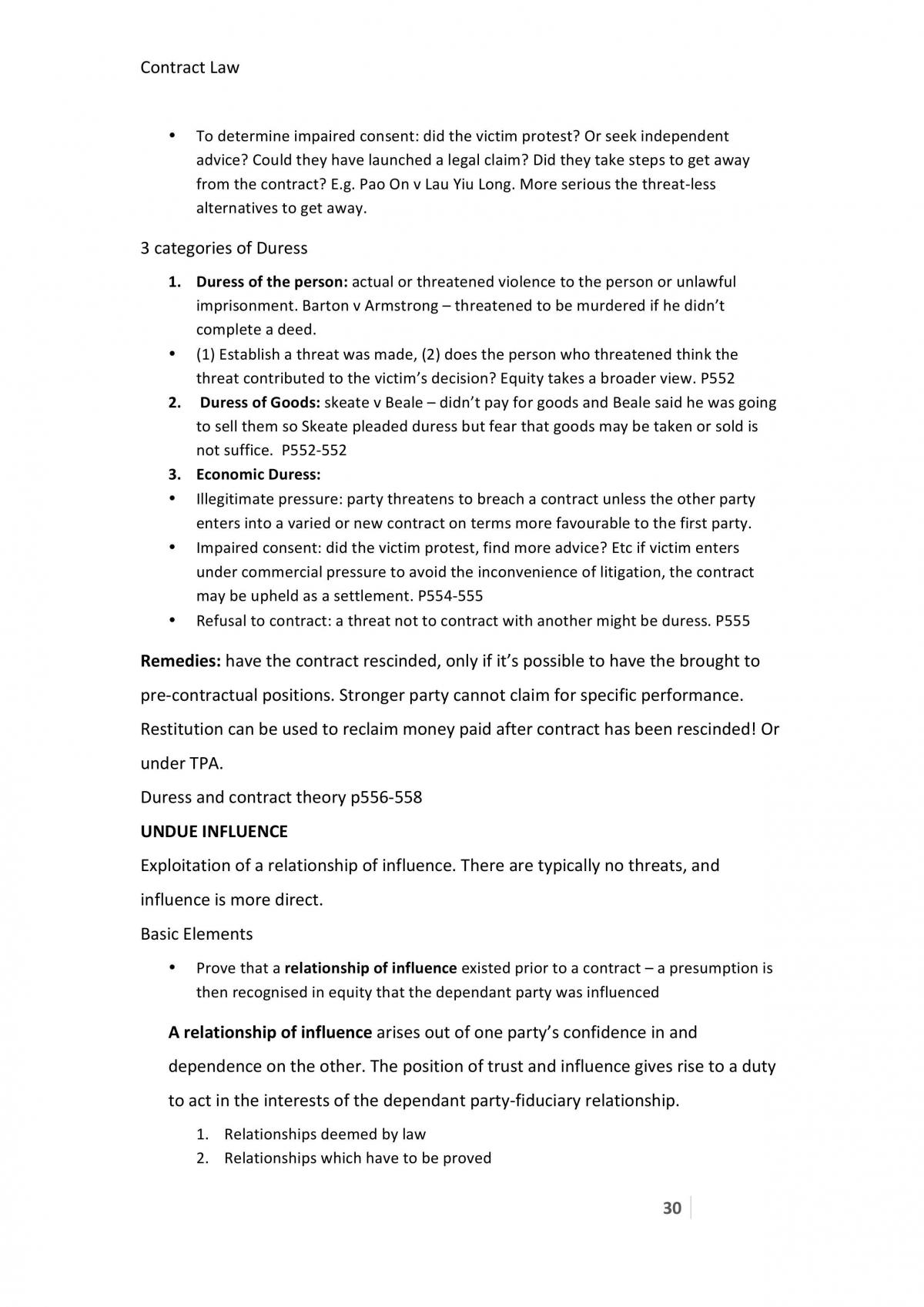 Contract Law full notes | 6594 - Contract Law - Canberra | Thinkswap