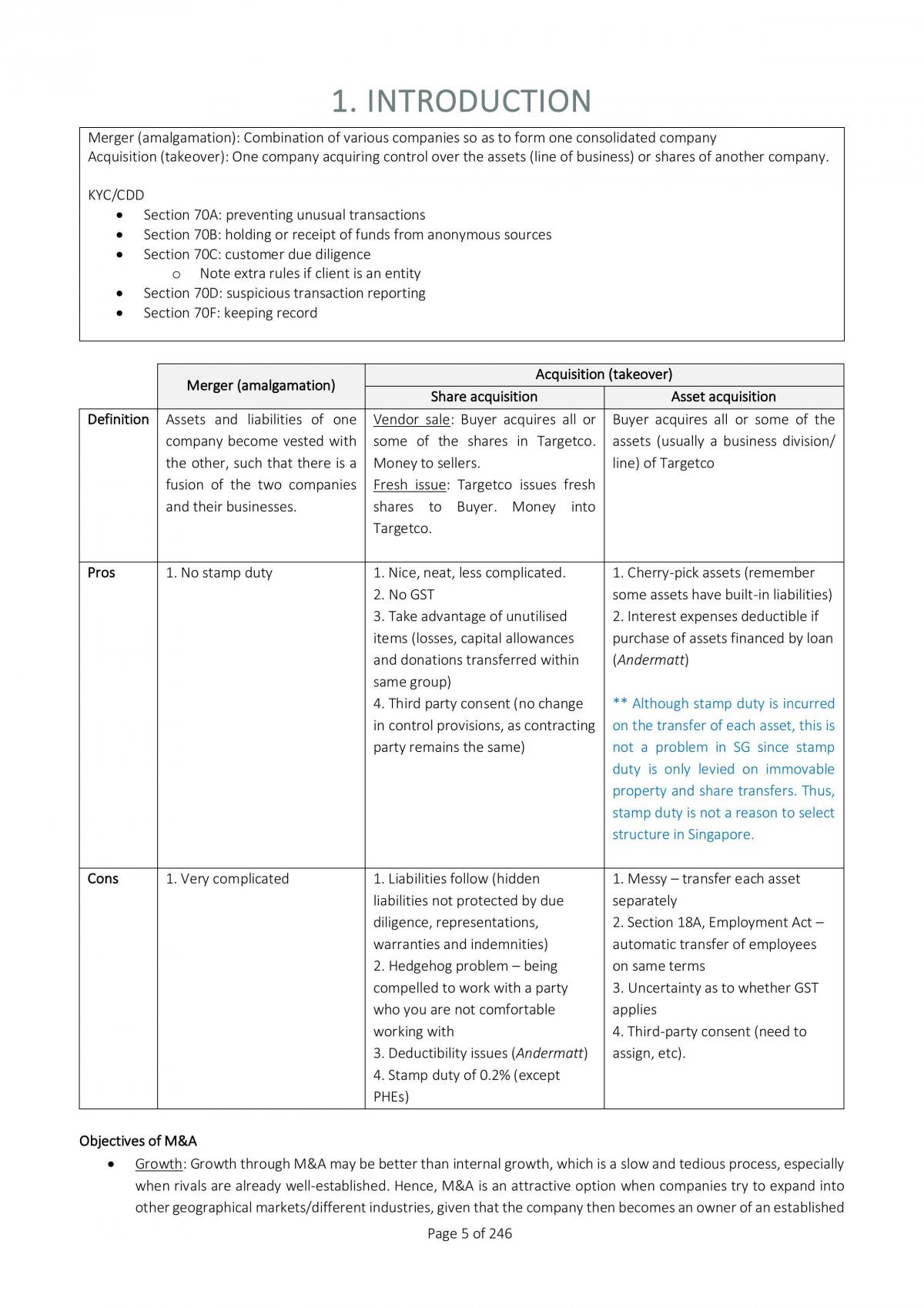 Mergers & Acquisitions: A Practitioner's Perspective Notes - Page 5