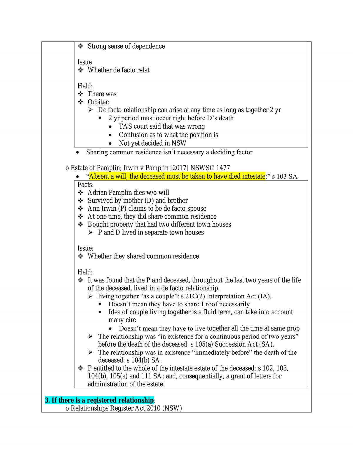 LAWS3427/5127 Death and Inheritance Law Final Notes - Page 20