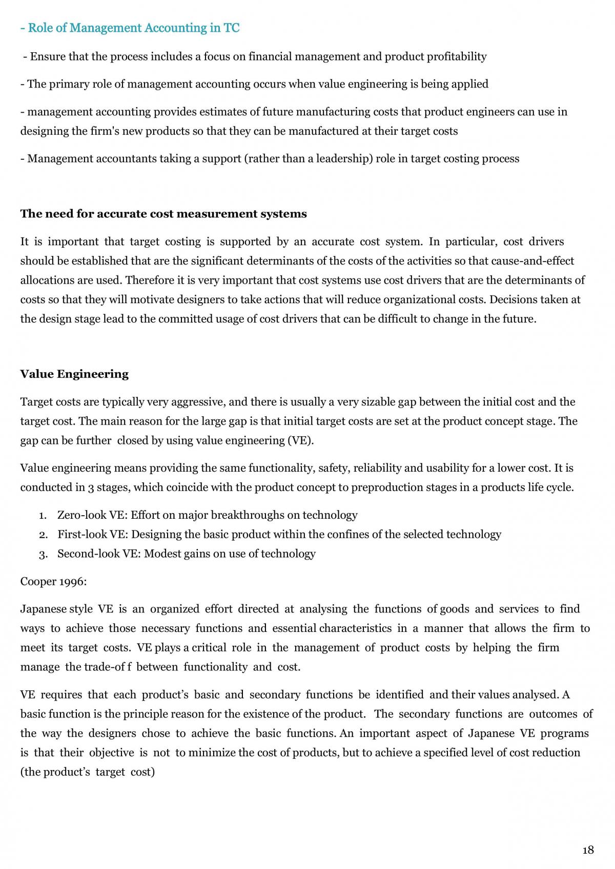 Advanced Management Accounting exam study notes - Page 18