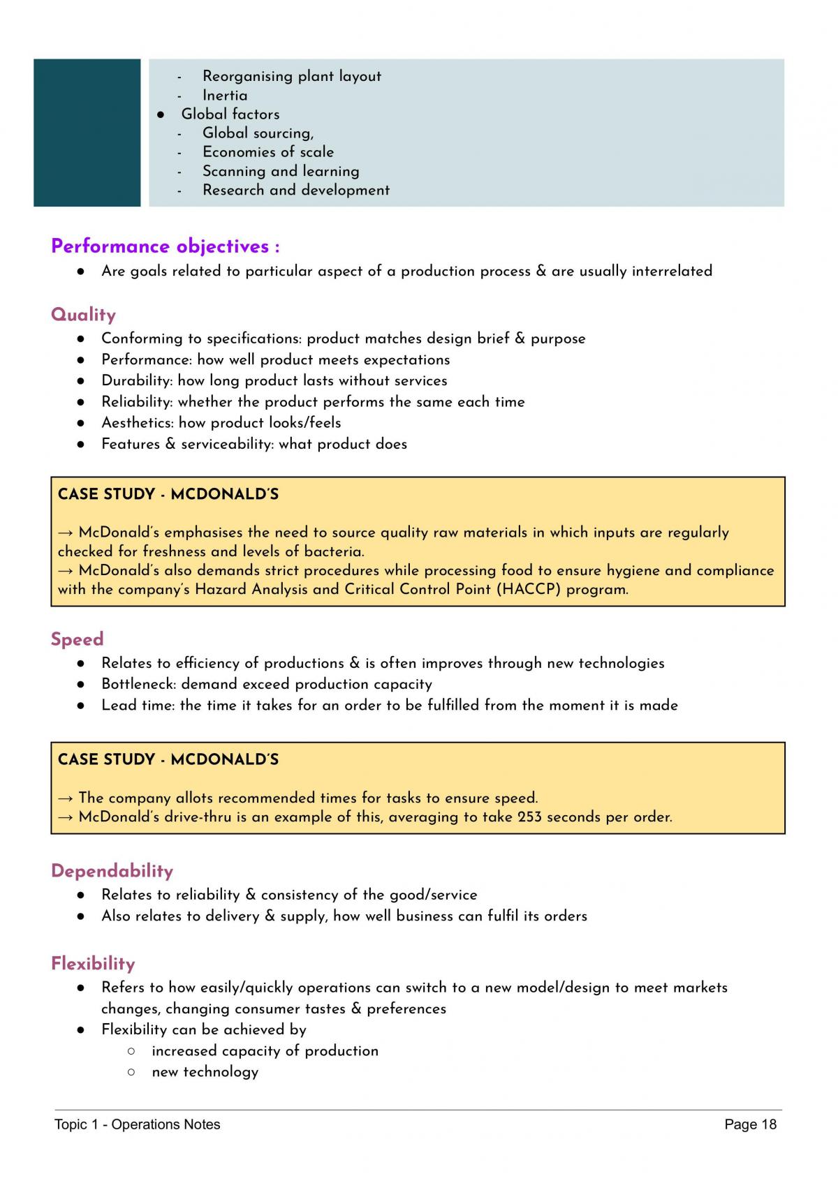 Business Studies Operations Notes  - Page 18