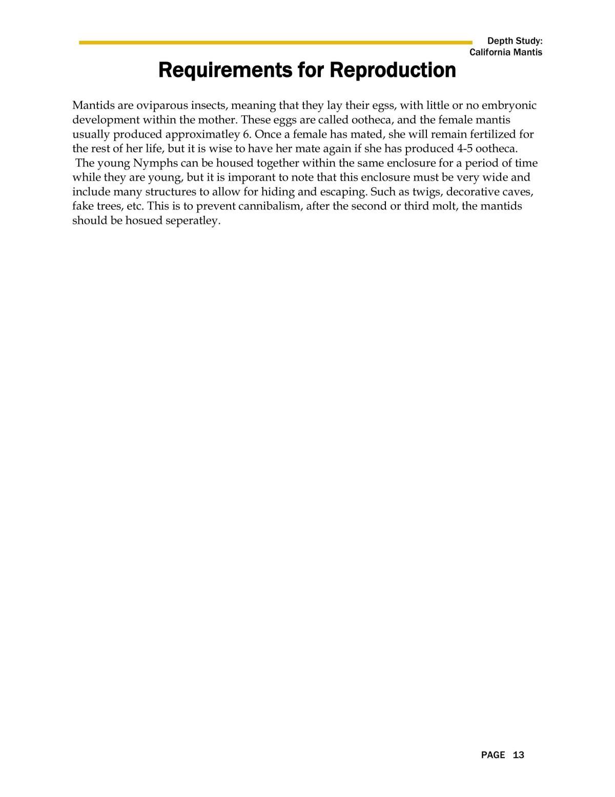 Biology Praying Mantis Case Study  - Page 13
