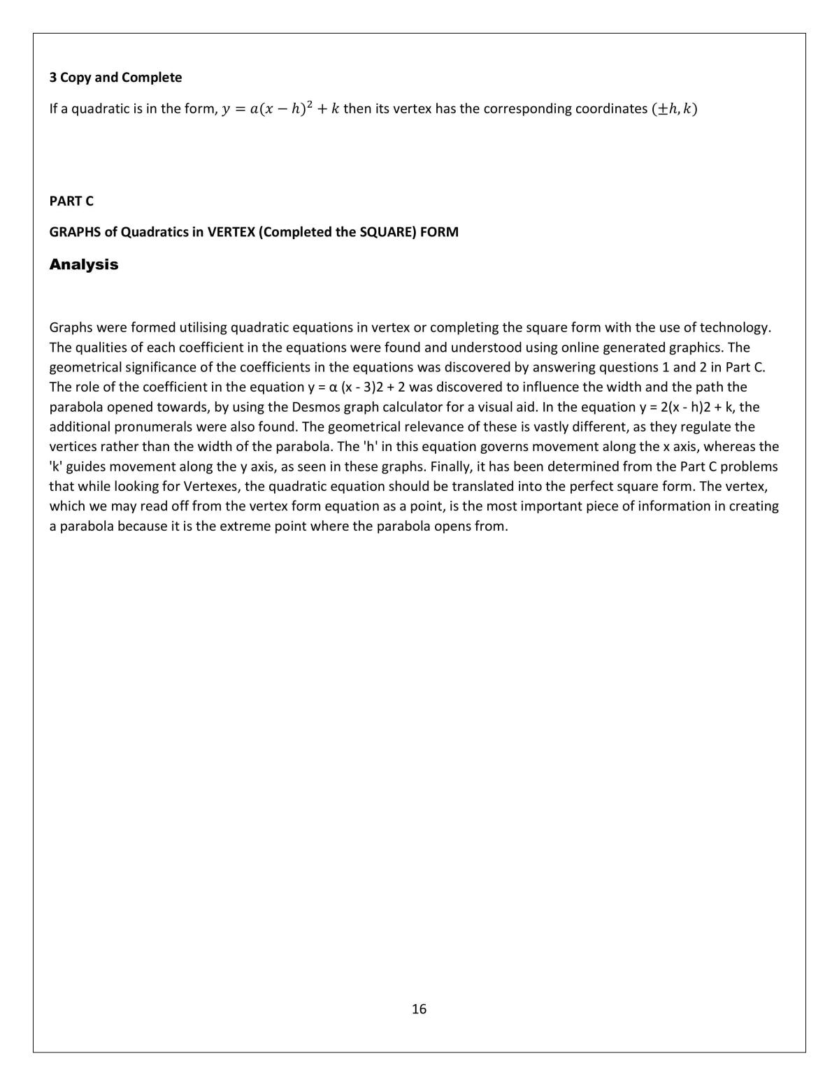 Quadratics Investigation - Page 16