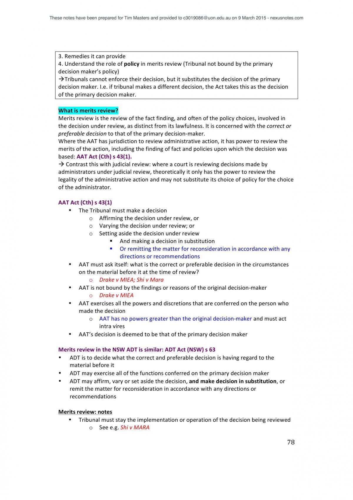 Complete Public Law Notes with Casenotes and Scaffold. - Page 78
