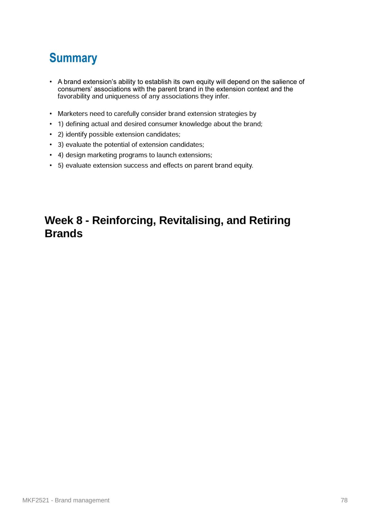 MKF2521 - Brand management Week 1 to 12 study notes - Page 78