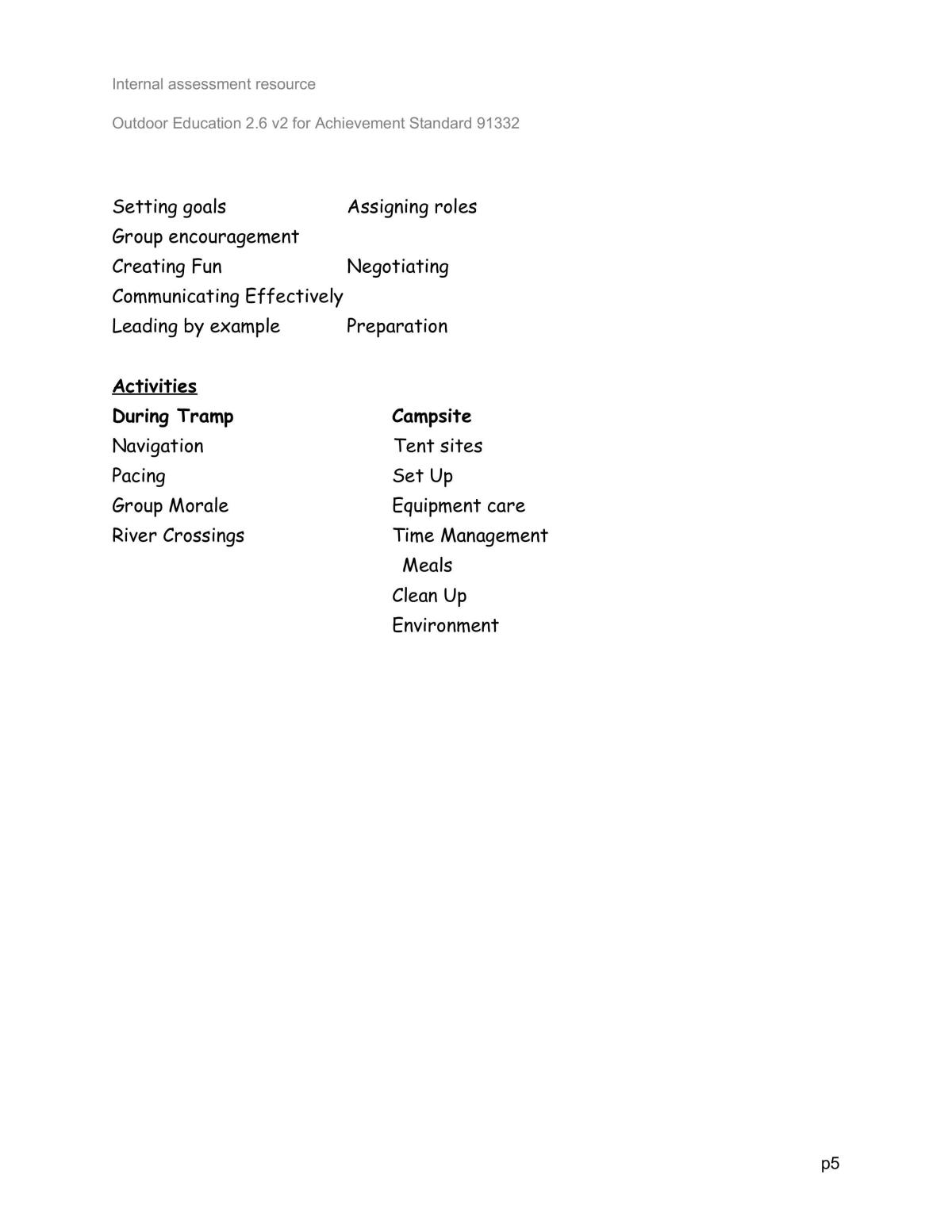 Level 2 Outdoor Education 91332  - Page 5