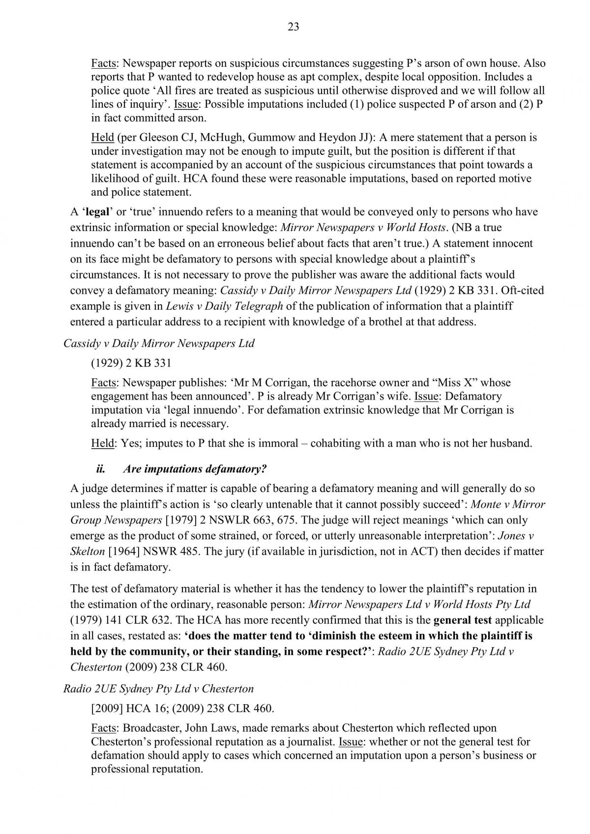 Complete Notes for LAWS1203 - Torts - Page 23