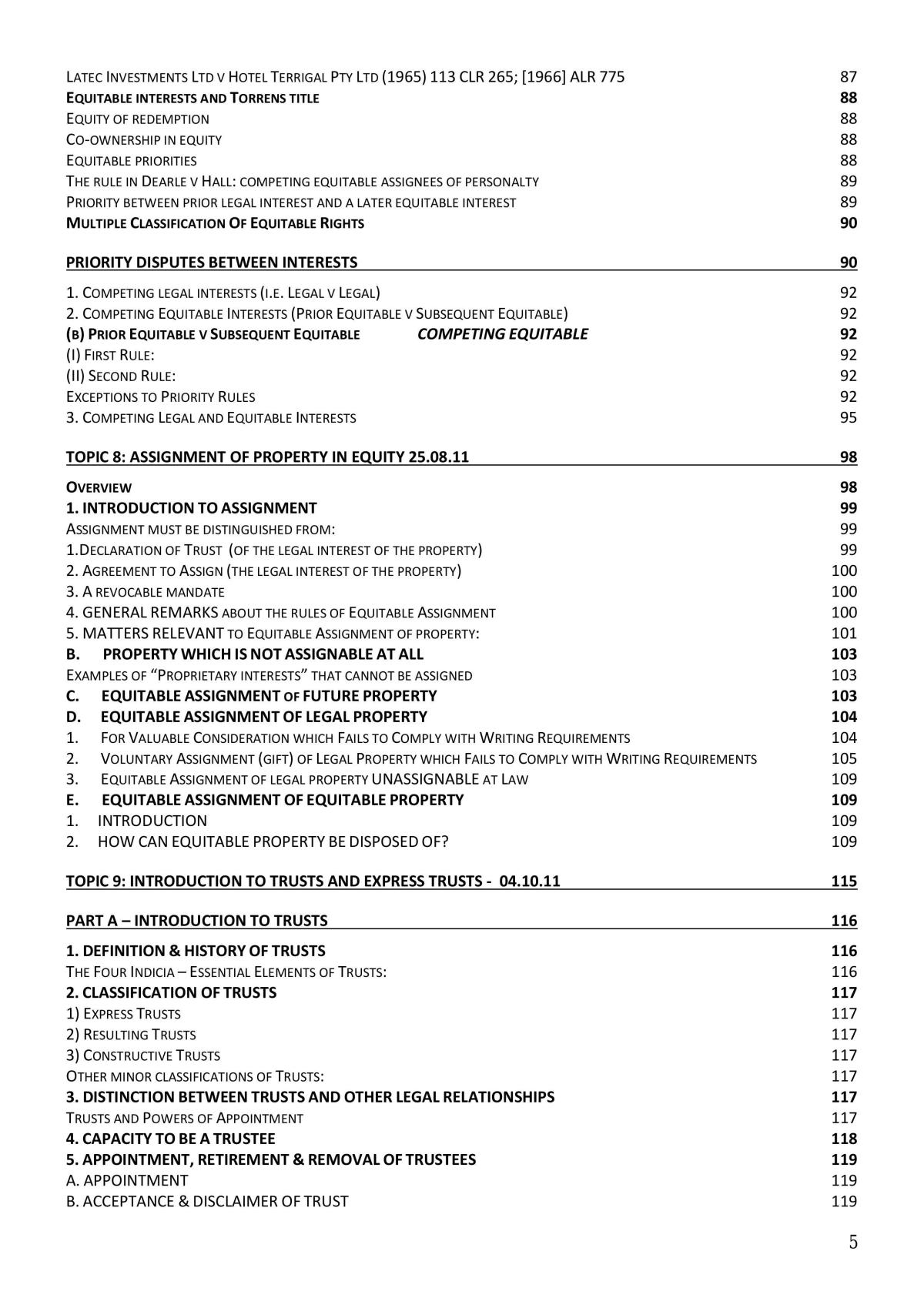 Equity and Trusts Complete Study Notes - 163 Pages - Page 5