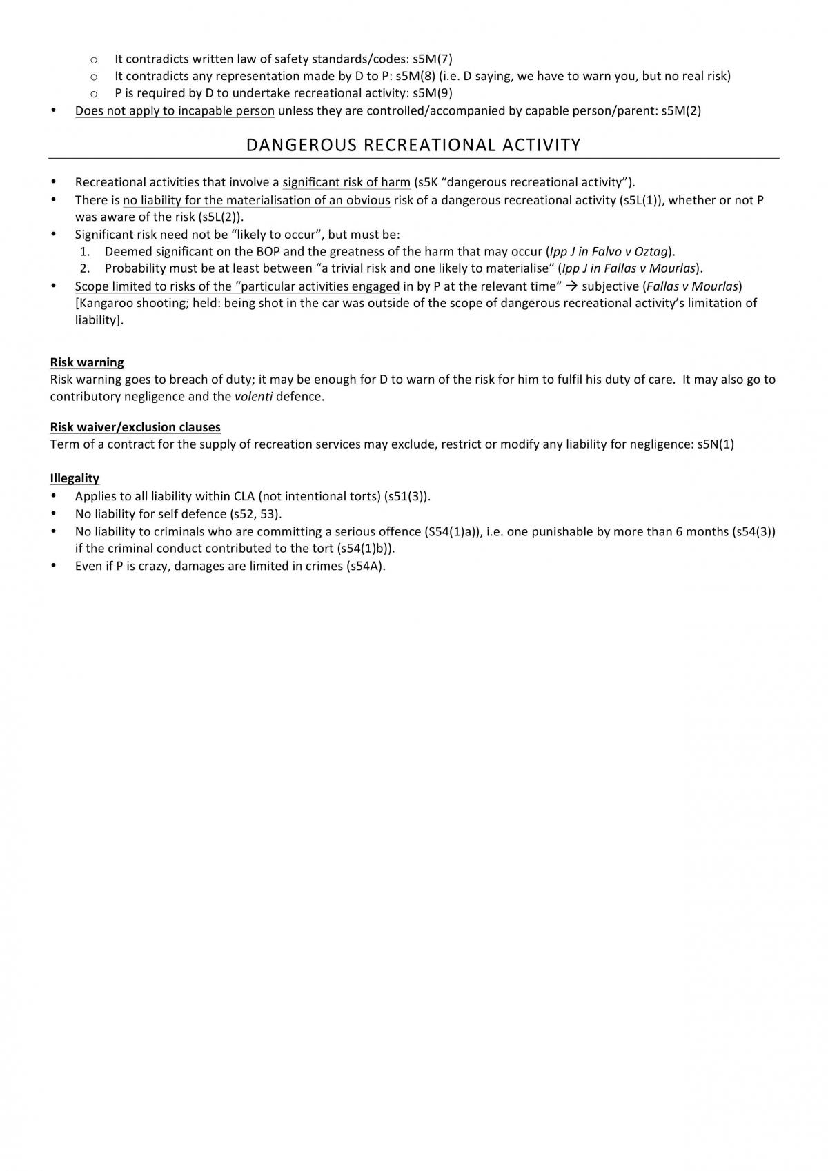 Concise Exam Notes for Intentional Torts: Negligence - Page 26