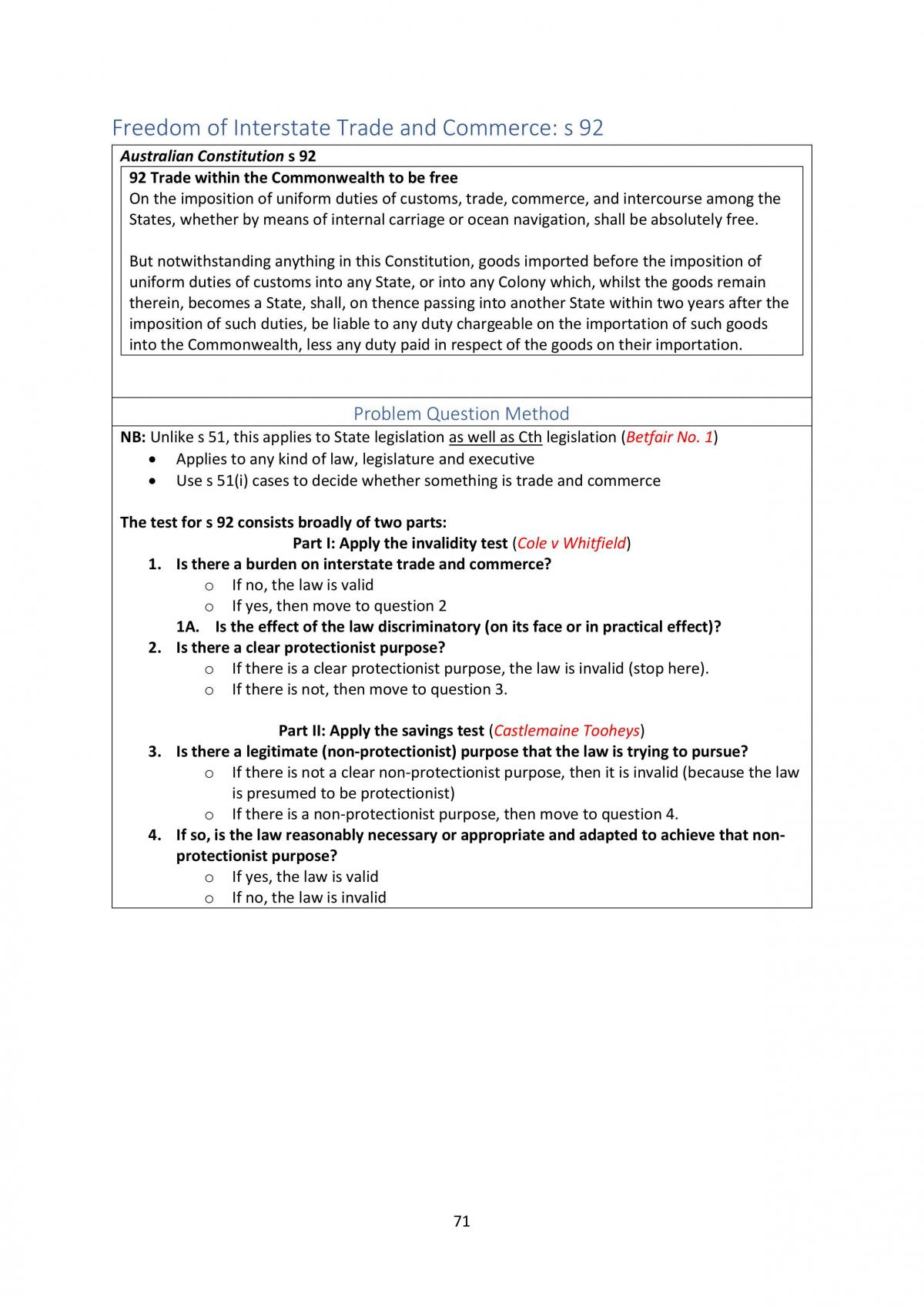 LAWS2150 Federal Constitutional Law Complete Notes - Page 71