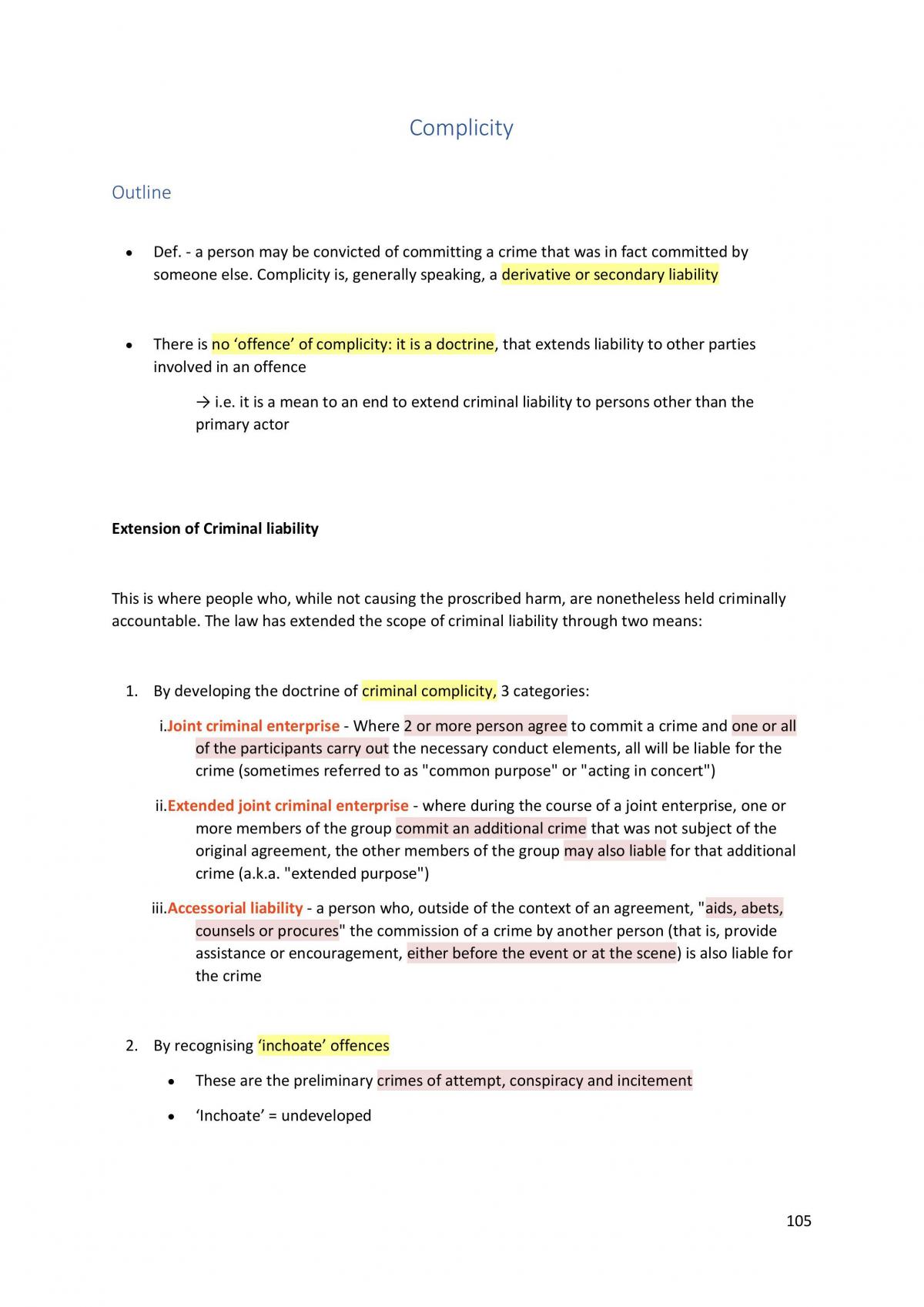 Final Notes LAWS1016 Criminal Law  I - Page 105