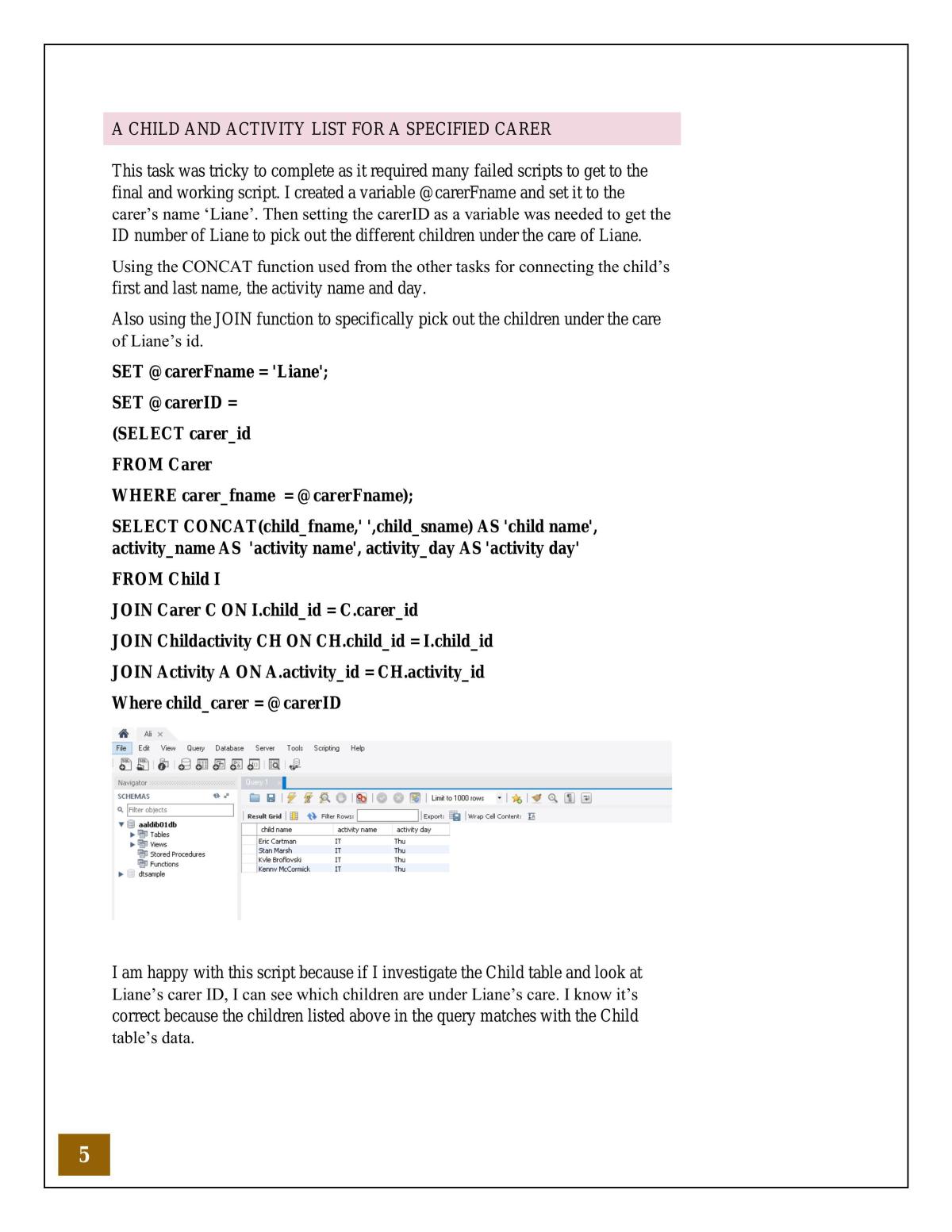Introduction to Database Technology Report - Page 0