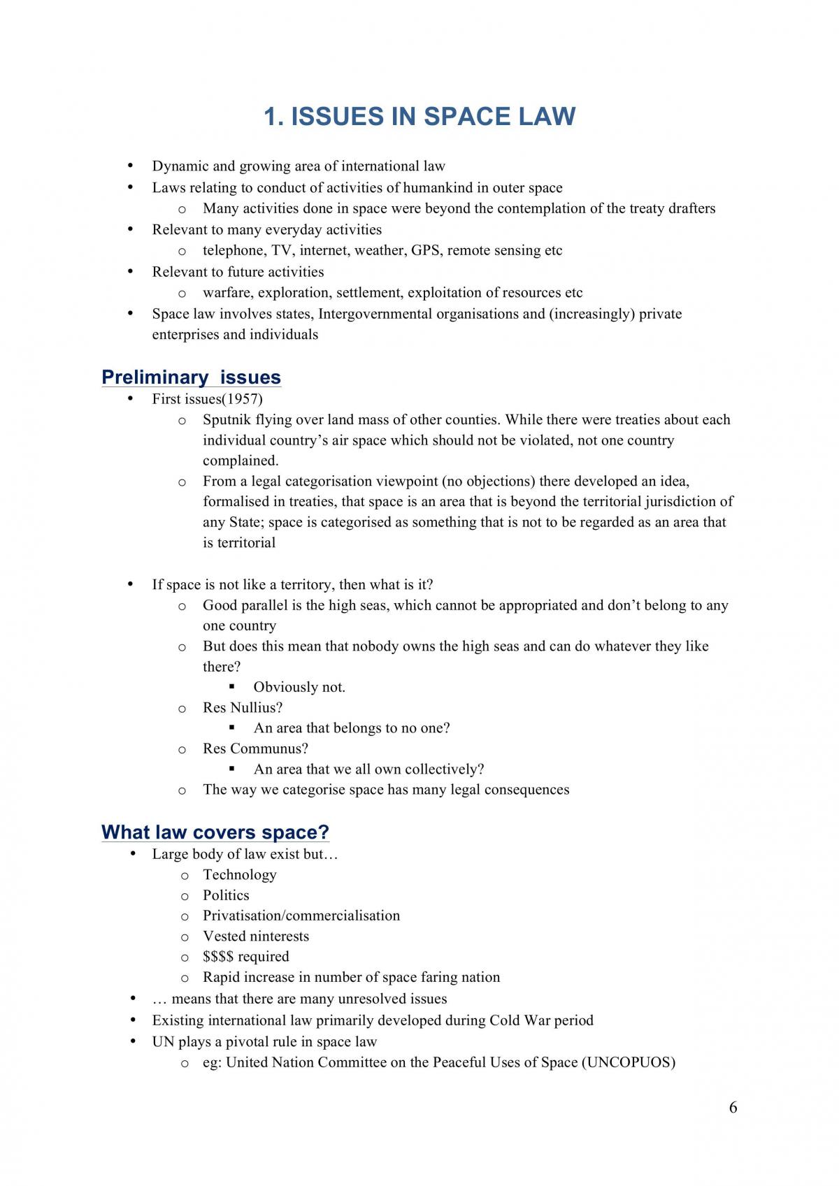 LAWS3190 Issue of Space Law Final Notes - Page 6