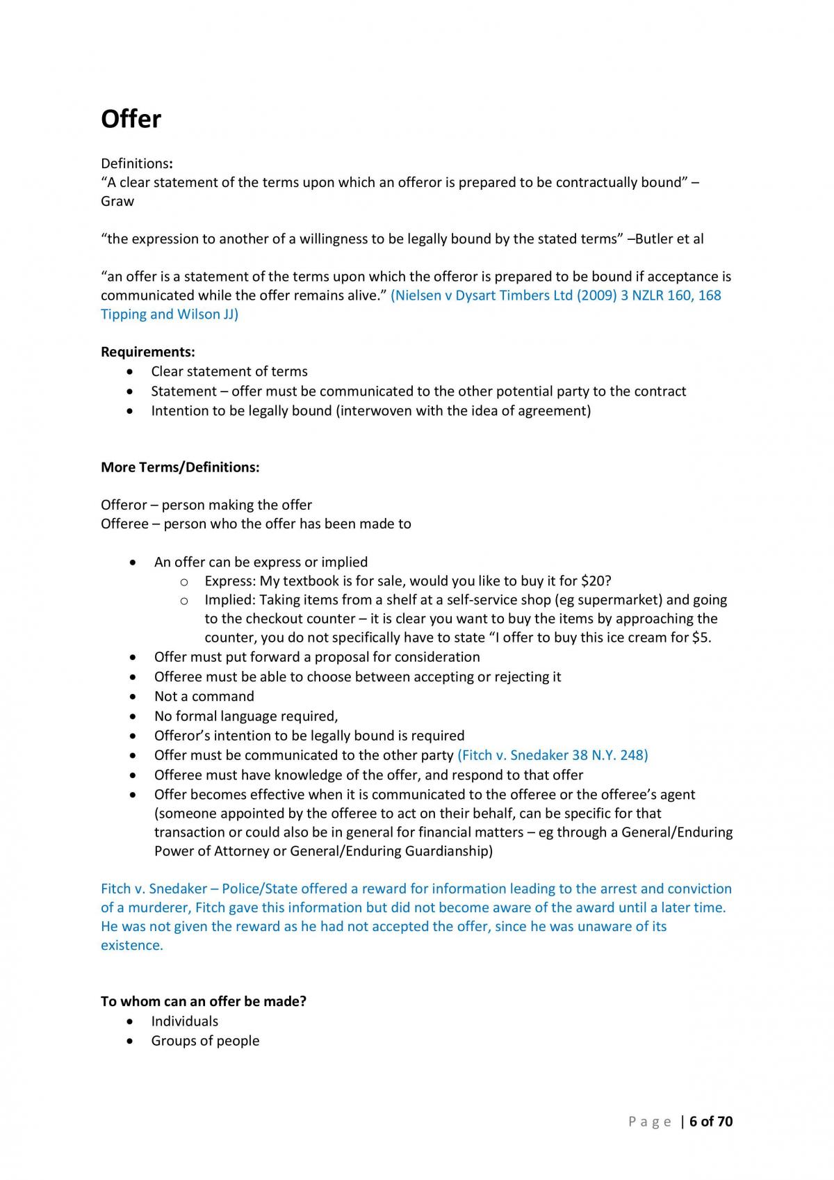 Contracts 1 - Semester 1 2015 Full Notes - Page 6