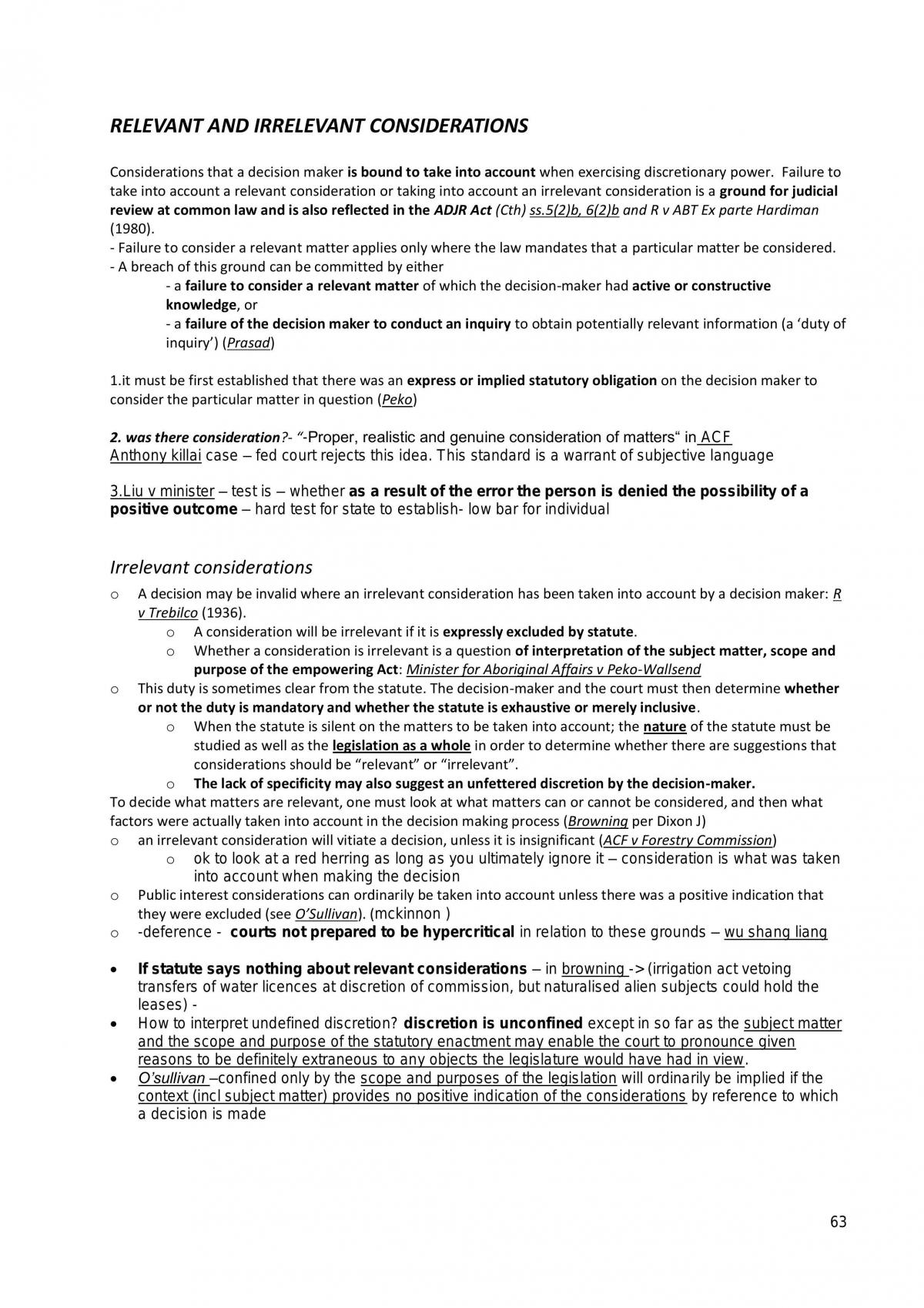 LAWS1160 Admin final notes - Page 63
