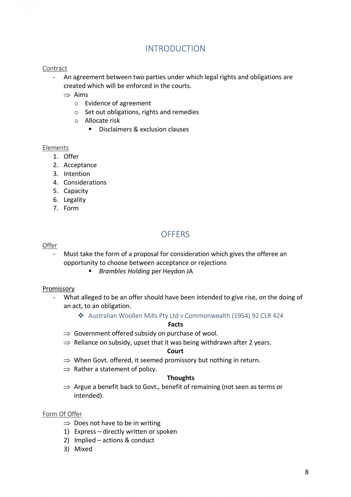 Exam Notes - Contract Law - Page 8