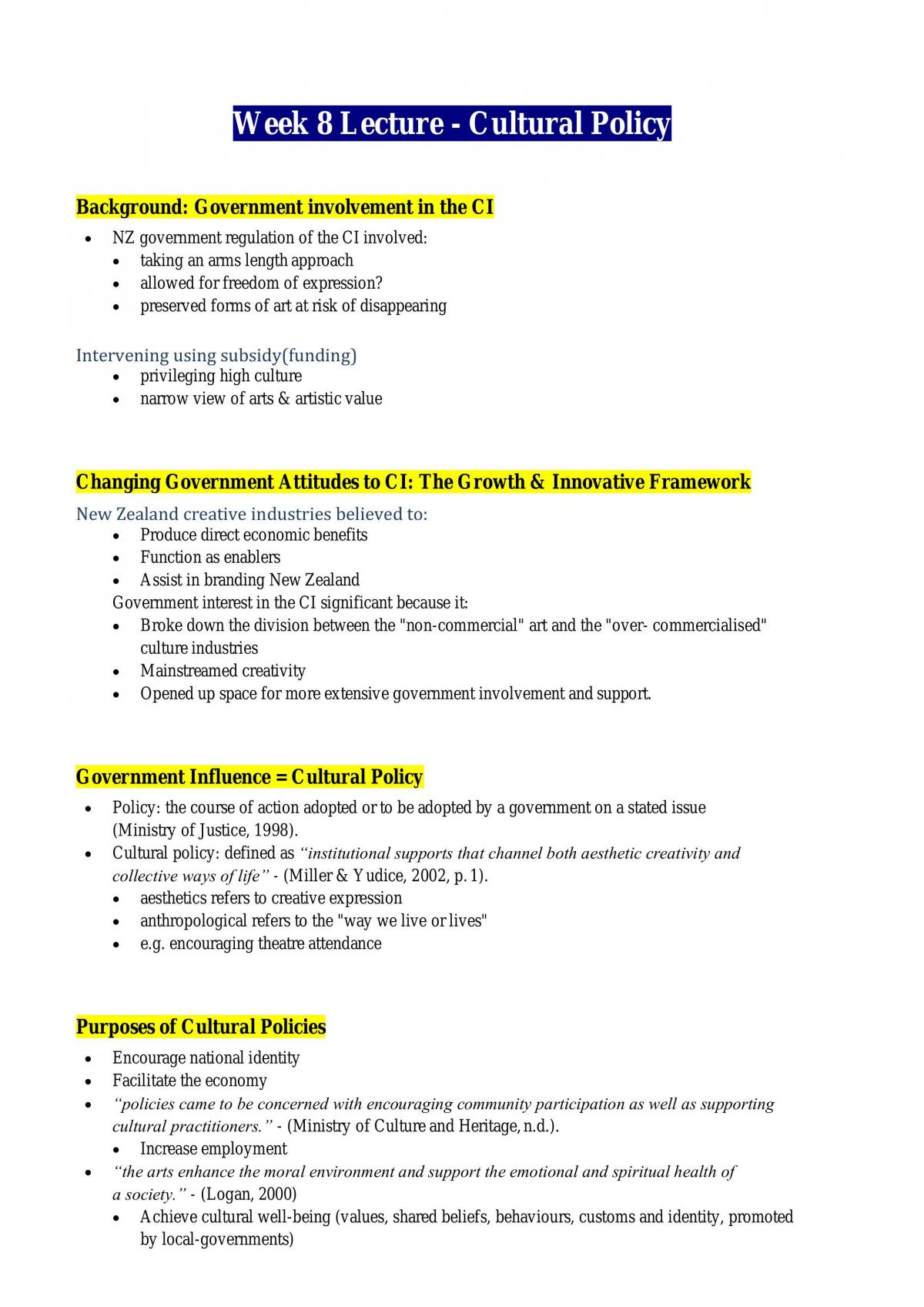 All Lecture Content Notes (Including page number for readings) - Page 31