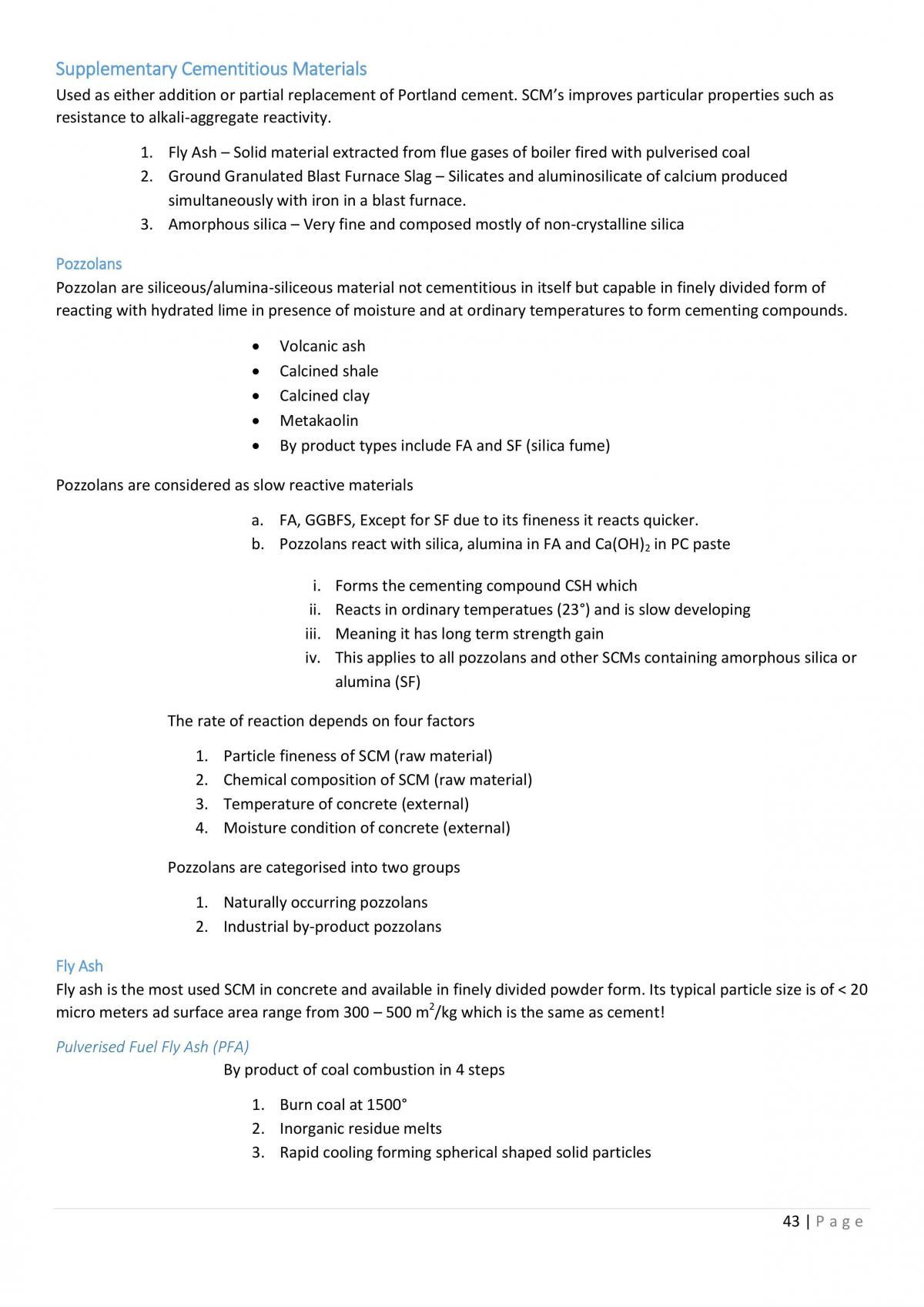 Complete Construction Materials Mid Semester Study notes - Page 43