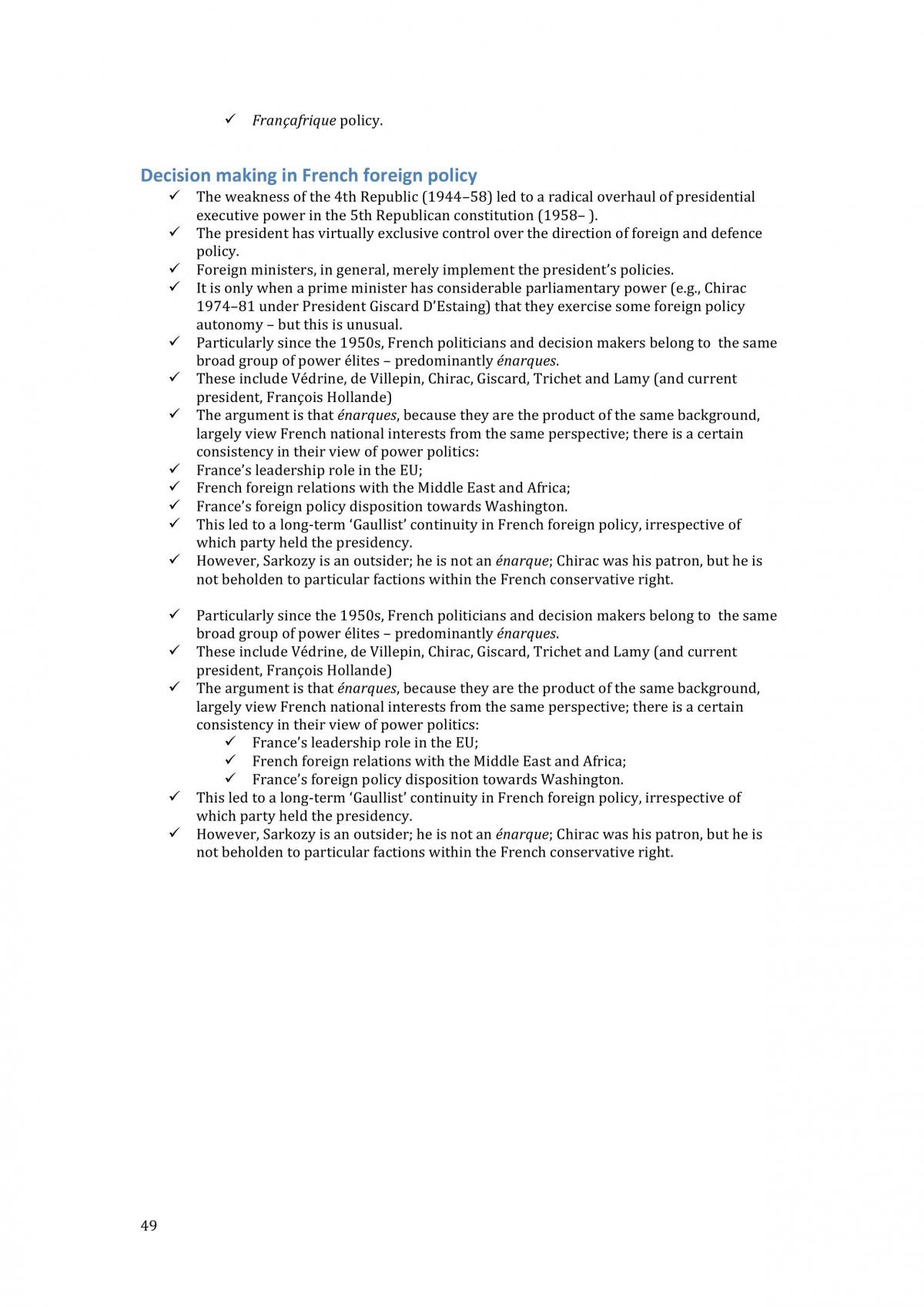Foreign Policy Exam notes - Page 49