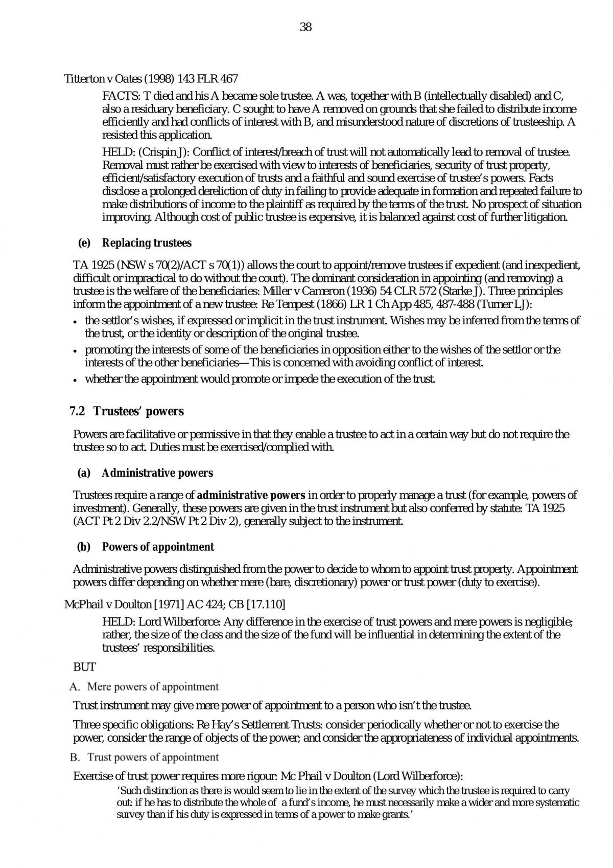 Complete Notes for LAWS6205 - Equity and Trusts - Page 38