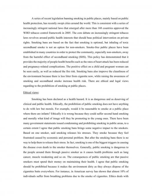 Argumentative Essay Cigarette Smoking Should Be Banned | UB00402 - Academic  Reading & Writing - UMS